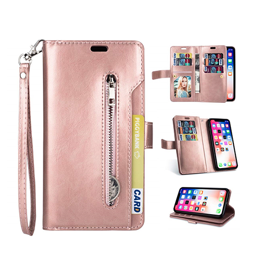 iPhone 14 Max | iPhone 14 Plus - Platinum Multi Etui M. 9 Kort Pung - Lyserød - DELUXECOVERS.DK