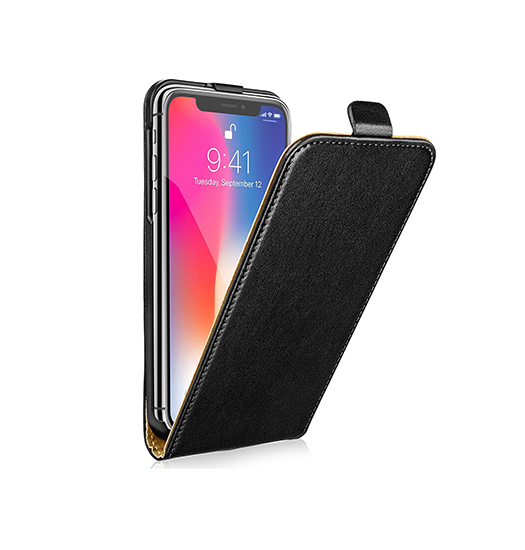 iPhone XS Max | iPhone XS Max - Diary Vertikal Læder FlipCover Etui - Sort - DELUXECOVERS.DK