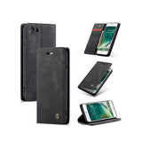 iPhone 7 / 8 / SE (2020/2022) | iPhone 7/8/SE(2020/2022) - CaseMe™ Noble plånboksfodral i läder - Svart - DELUXECOVERS.SE