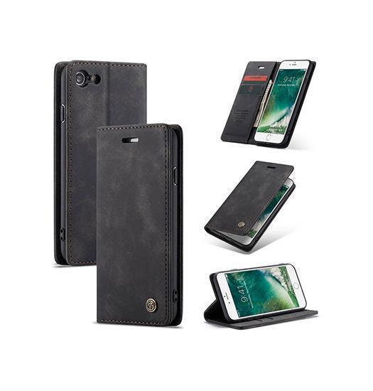 iPhone 7 / 8 / SE (2020/2022) | iPhone 7/8/SE(2020/2022) - CaseMe™ Noble plånboksfodral i läder - Svart - DELUXECOVERS.SE