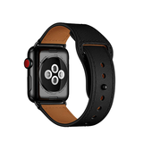 Apple Watch 42-49mm | Apple Watch (42/44/SE/45/46/49mm) - FINESSE Ægte Læder Rem - Sort - DELUXECOVERS.DK