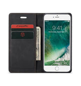 iPhone 7 / 8 / SE (2020/2022) | iPhone 7/8/SE(2020/2022) - CaseMe™ Noble plånboksfodral i läder - Svart - DELUXECOVERS.SE