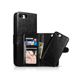 iPhone 7/8 Plus | iPhone 7/8 Plus - Vintage 2-i-1 plånboksfodral i läder med avtagbart skal - Svart/Grå - DELUXECOVERS.SE