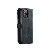 iPhone 14 Pro | iPhone 14 Pro - CaseMe™ multifunktionellt plånboksfodral i läder - Svart - DELUXECOVERS.SE