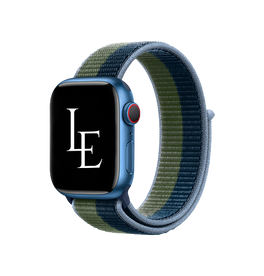 Apple Watch 38-42mm | Apple Watch (38/40/SE/41/42mm) - L'Empiri™ Sport+ Nylon Velcro Rem - Navy/Grøn - DELUXECOVERS.DK