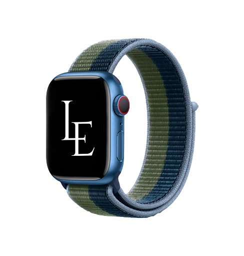 Apple Watch 38-42mm | Apple Watch (38/40/SE/41/42mm) - L'Empiri™ Sport+ Nylon Velcro Rem - Navy/Grøn - DELUXECOVERS.DK