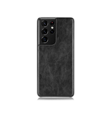 Samsung Galaxy S21 Ultra | Samsung Galaxy S21 Ultra - Grain Læder Bag Cover - Sort - DELUXECOVERS.DK