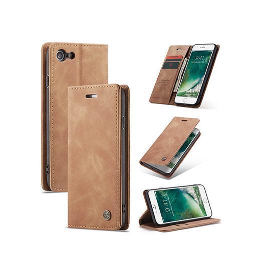 iPhone 7 / 8 / SE (2020/2022) | iPhone 7/8/SE(2020/2022) - CaseMe™ Noble Læder Etui / Pung - Brun - DELUXECOVERS.DK