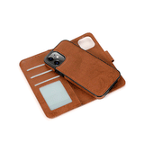 iPhone 12 | iPhone 12 - Vintage 2-i-1 Læder Etui M. Aftageligt Cover - Brun - DELUXECOVERS.DK