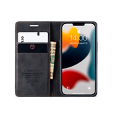 iPhone 13 Mini | iPhone 13 Mini - CaseMe™ Noble plånboksfodral i läder - Svart - DELUXECOVERS.SE