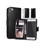 iPhone 6 Plus / 6s Plus | iPhone 6/6s Plus - Vintage 2-i-1 plånboksfodral i läder med avtagbart skal - Svart/Grå - DELUXECOVERS.SE