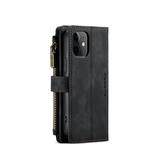 iPhone 12 | iPhone 12 - CaseMe™ multifunktionellt plånboksfodral i läder - Svart - DELUXECOVERS.SE