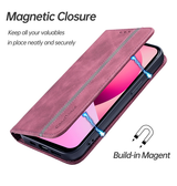 iPhone 13 Pro Max | iPhone 13 Pro Max - CaseMe™ Vintage Læder Etui / Pung - Bordeaux Rød - DELUXECOVERS.DK
