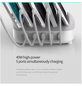 USB Ladestation | ORICO™ | Ladestation til 5 Enheder - USB-A - 40W - Hvid - DELUXECOVERS.DK