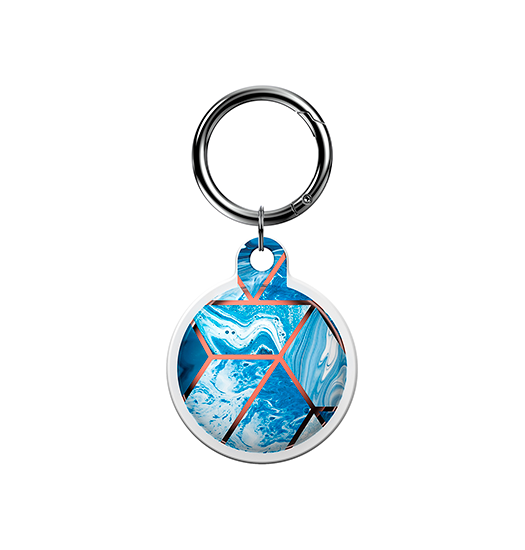 Airtag | Apple AirTag 1/2 UNIQ™ Marble Silikone Keychain / Nøglering - Koboltblå - DELUXECOVERS.DK