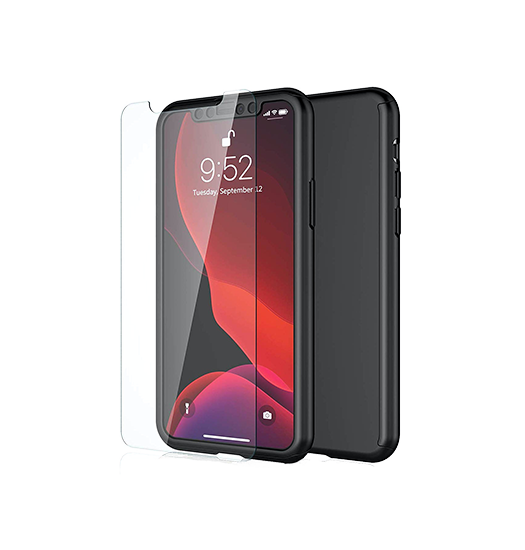 iPhone 11 Pro Max | iPhone 11 Pro Max - 360° Fuld Cover M. Beskyttelsesglas - Sort - DELUXECOVERS.DK