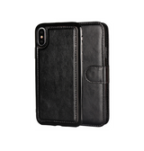 iPhone XS Max | iPhone XS Max - Vintage 2-i-1 plånboksfodral i läder med avtagbart skal - Svart/Grå - DELUXECOVERS.SE
