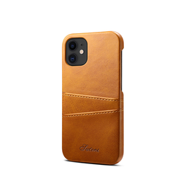 iPhone 12 | iPhone 12 - NX Design™ Læder Cover M. Kortholder - Lysebrun - DELUXECOVERS.DK