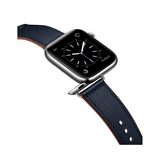 Apple Watch 42-49mm | Apple Watch (42/44/SE/45/46/49mm) - FINESSE Ægte Læder Rem - Navy - DELUXECOVERS.DK