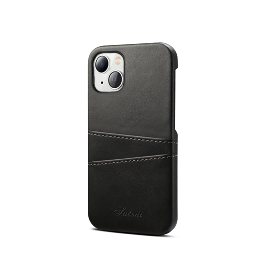 iPhone 13 Mini | iPhone 13 Mini - NX Design™ Læder Cover M. Kortholder - Sort - DELUXECOVERS.DK