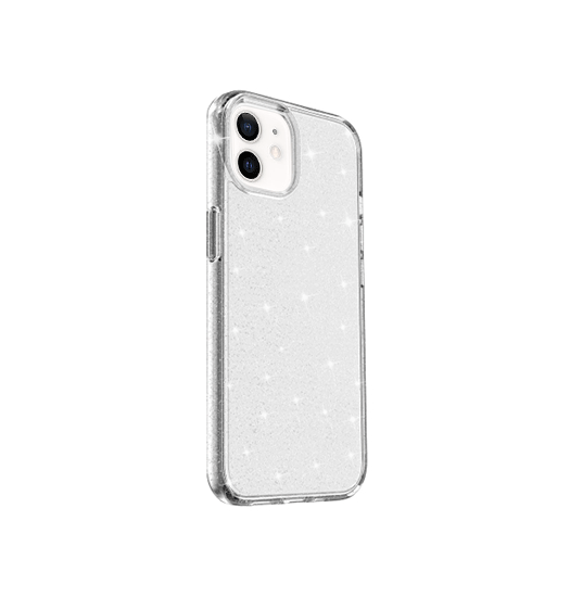 iPhone 12 Mini | iPhone 12 Mini - DeLX™ Glitter Silikone Cover - Sølv - DELUXECOVERS.DK