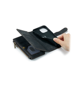 iPhone 12 | iPhone 12 - CaseMe™ multifunktionellt plånboksfodral i läder - Svart - DELUXECOVERS.SE
