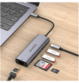 Adapter | Multihub USB-C til 2xUSB-A / 1xUSB-C / SD/TF / Ethernet - Grå - AMALINK™ - DELUXECOVERS.DK