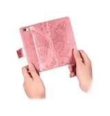 iPhone 7 / 8 / SE (2020/2022) | iPhone 7/8/SE(2020/2022) - BUTTERFLY™ Læder Etui / Taske M. Pung - Rose - DELUXECOVERS.DK