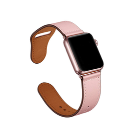 Apple Watch 42-49mm | Apple Watch (42/44/SE/45/46/49mm) - FINESSE Ægte Læder Rem - Rose - DELUXECOVERS.DK