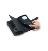 iPhone 13 | iPhone 13 - CaseMe™ multifunktionellt plånboksfodral i läder - Svart - DELUXECOVERS.SE