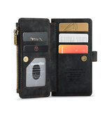 iPhone 12 | iPhone 12 - CaseMe™ multifunktionellt plånboksfodral i läder - Svart - DELUXECOVERS.SE