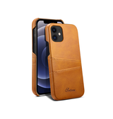 iPhone 12 Mini | iPhone 12 Mini - NX Design™ Læder Cover M. Kortholder - Lysebrun - DELUXECOVERS.DK
