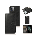 iPhone 11 | iPhone 11 - Vintage 2-i-1 plånboksfodral i läder med avtagbart skal - Svart/Grå - DELUXECOVERS.SE