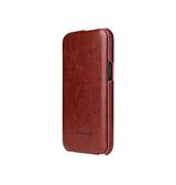 iPhone 12 | iPhone 12 - Fierre Shann™ Vertikal Ægte Læder Flipcover - Rød - DELUXECOVERS.DK