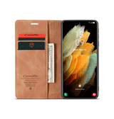 Samsung Galaxy S21 Ultra | Samsung S21 Ultra - CaseMe™ Noble Læder Etui / Pung - Brun - DELUXECOVERS.DK
