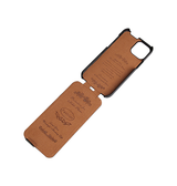 iPhone 12 Pro | iPhone 12 Pro - Fierre Shann™ Vertikal Ægte Læder Flipcover - Rød - DELUXECOVERS.DK