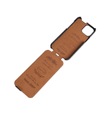 iPhone 12 Mini | iPhone 12 Mini - Fierre Shann™ Vertikal Ægte Læder Flipcover - Rød - DELUXECOVERS.DK