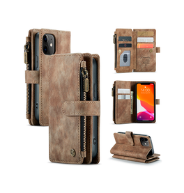 iPhone 12 | iPhone 12 - CaseMe™ Multifunktionel Læder Etui / Pung - Brun - DELUXECOVERS.DK