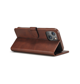 iPhone 14 | iPhone 14 - LC.IMEEKE™ Læder Cover M. Kortholder - Brun - DELUXECOVERS.DK