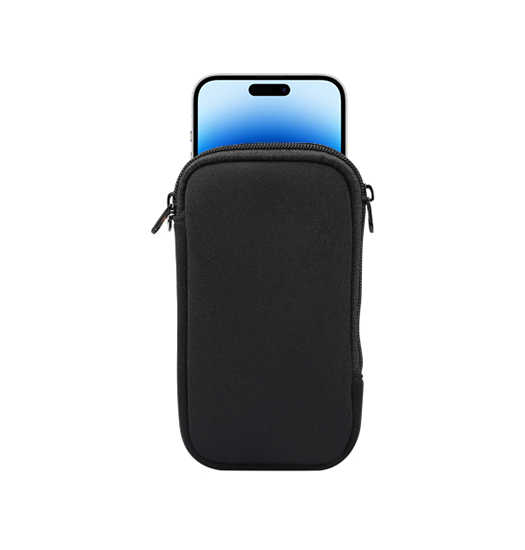 iPhone 14 Pro Max | iPhone 14 Pro Max - Simple Nylon Sleeve Etui M. Lynlås - Jet Black - DELUXECOVERS.DK