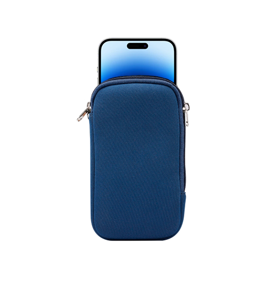 iPhone 14 Pro | iPhone 14 Pro - Simple Nylon Sleeve Etui M. Lynlås - Navy / Blå - DELUXECOVERS.DK