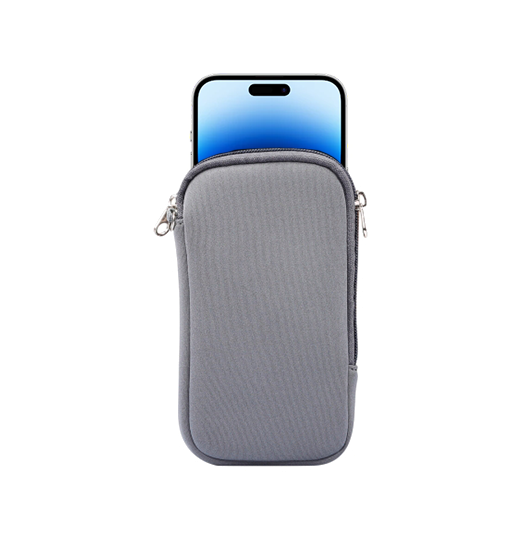 iPhone 14 Pro Max | iPhone 14 Pro Max - Simple Nylon Sleeve Etui M. Lynlås - Grå - DELUXECOVERS.DK