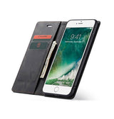 iPhone 7/8 Plus | iPhone 7/8 Plus - CaseMe™ Noble plånboksfodral i läder - Svart - DELUXECOVERS.SE
