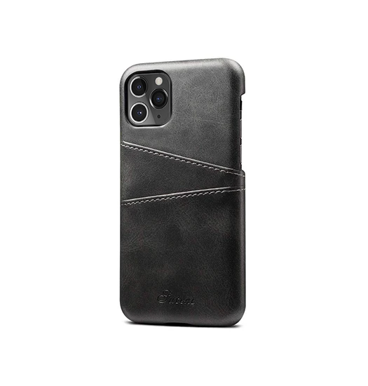 iPhone 11 Pro Max | iPhone 11 Pro Max - NX Design™ Læder Cover M. Kortholder - Sort - DELUXECOVERS.DK