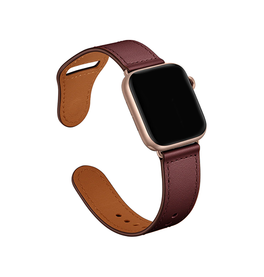 Apple Watch 38-42mm | Apple Watch (38/40/SE/41/42mm) - FINESSE Ægte Læder Rem - Rød - DELUXECOVERS.DK