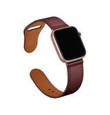 Apple Watch 42-49mm | Apple Watch (42/44/SE/45/46/49mm) - FINESSE Ægte Læder Rem - Rød - DELUXECOVERS.DK