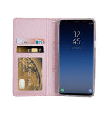 Samsung Galaxy S9 | Samsung Galaxy S9 - CMAIS Stof Flipcover Etui - Rosa/Guld - DELUXECOVERS.DK