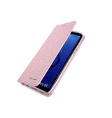 Samsung Galaxy S9 | Samsung Galaxy S9 - CMAIS Stof Flipcover Etui - Rosa/Guld - DELUXECOVERS.DK