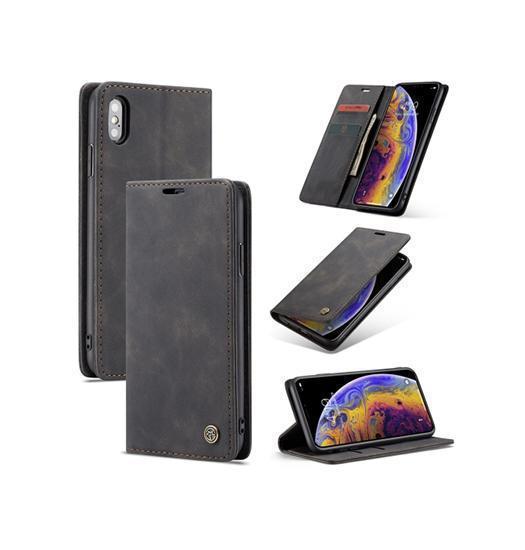 iPhone X / XS | iPhone X/Xs - CaseMe™ Noble plånboksfodral i läder - Svart - DELUXECOVERS.SE