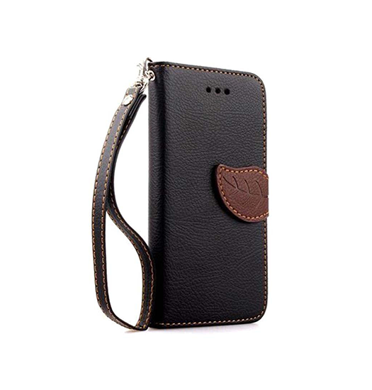 Huawei P20 | Huawei P20 - Læder Flipcover Etui M. Bladlukning - Sort / Brun - DELUXECOVERS.DK